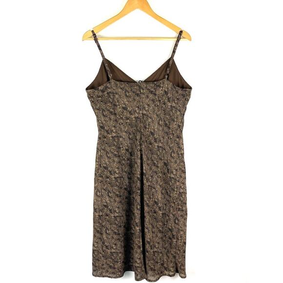 Y2K Vintage NY& Company Snake Print Brown Babydoll Slip Sleeveless Dress Size 14 - Picture 4 of 11